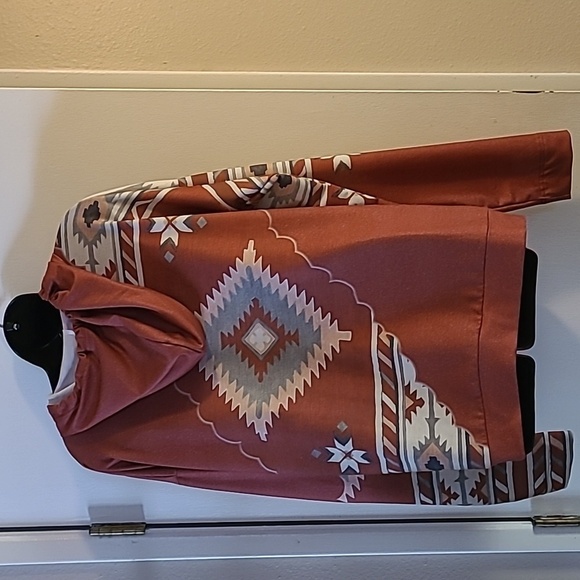 - Southwest NWOT Tribal  Golden Rust Lightweight Hoodie - Picture 4 of 8